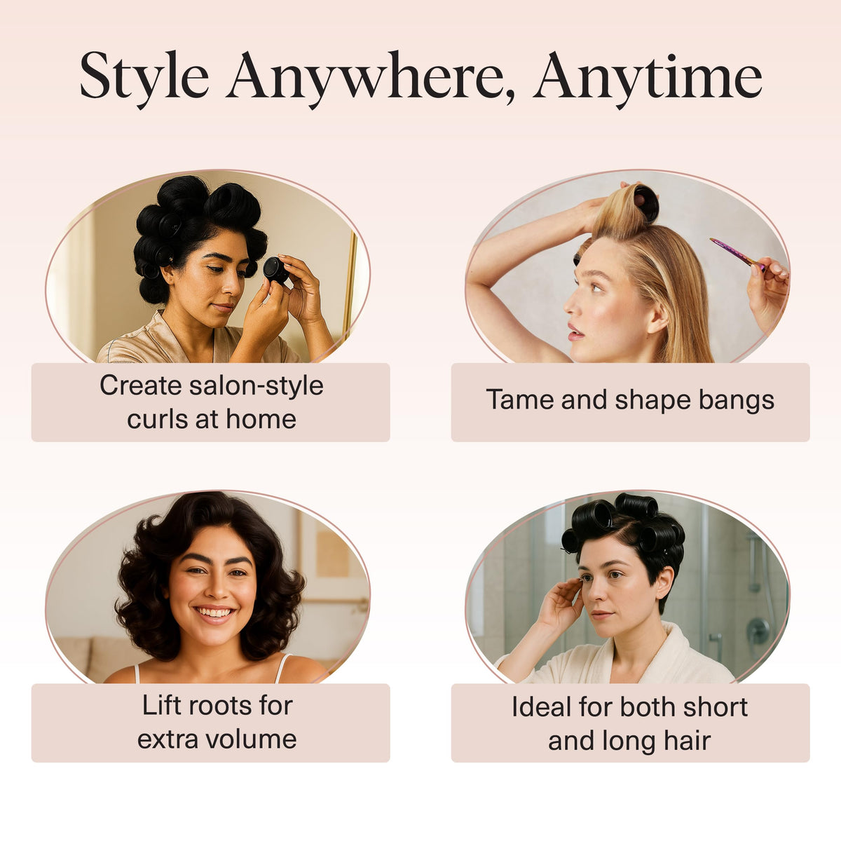 Kitsch Ceramic Hair Rollers in use on long hair
