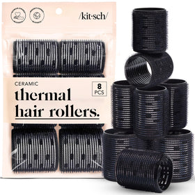 Kitsch Ceramic Hair Rollers pack of 8 in black