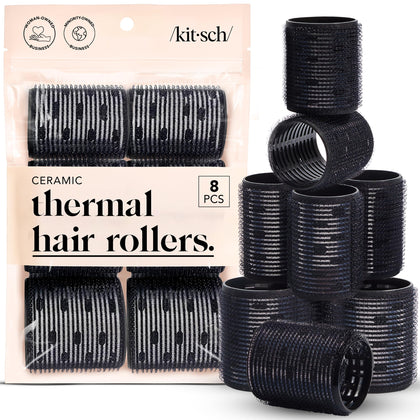 Kitsch Ceramic Hair Rollers pack of 8 in black