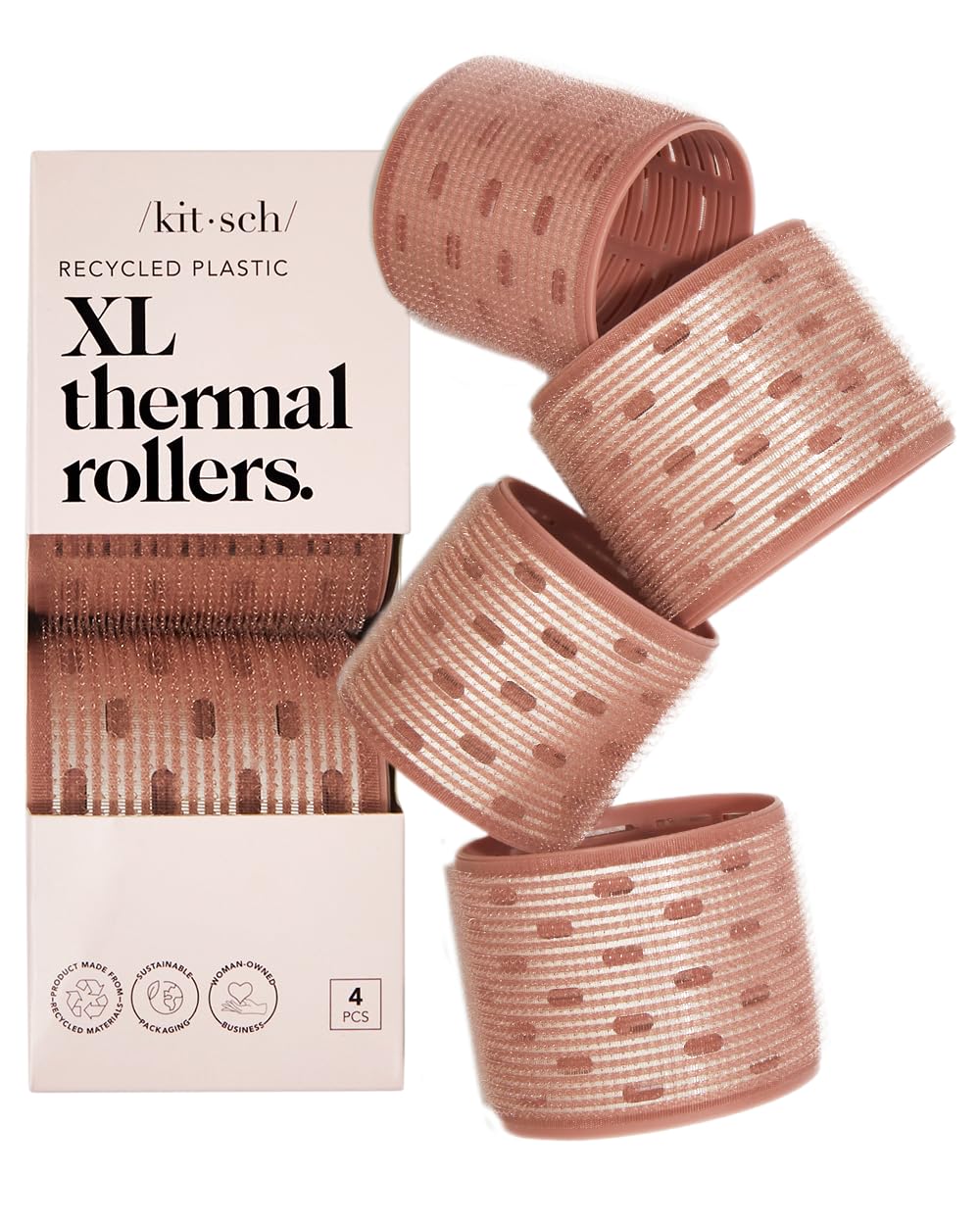 Kitsch Ceramic Hair Rollers terracotta colour front view