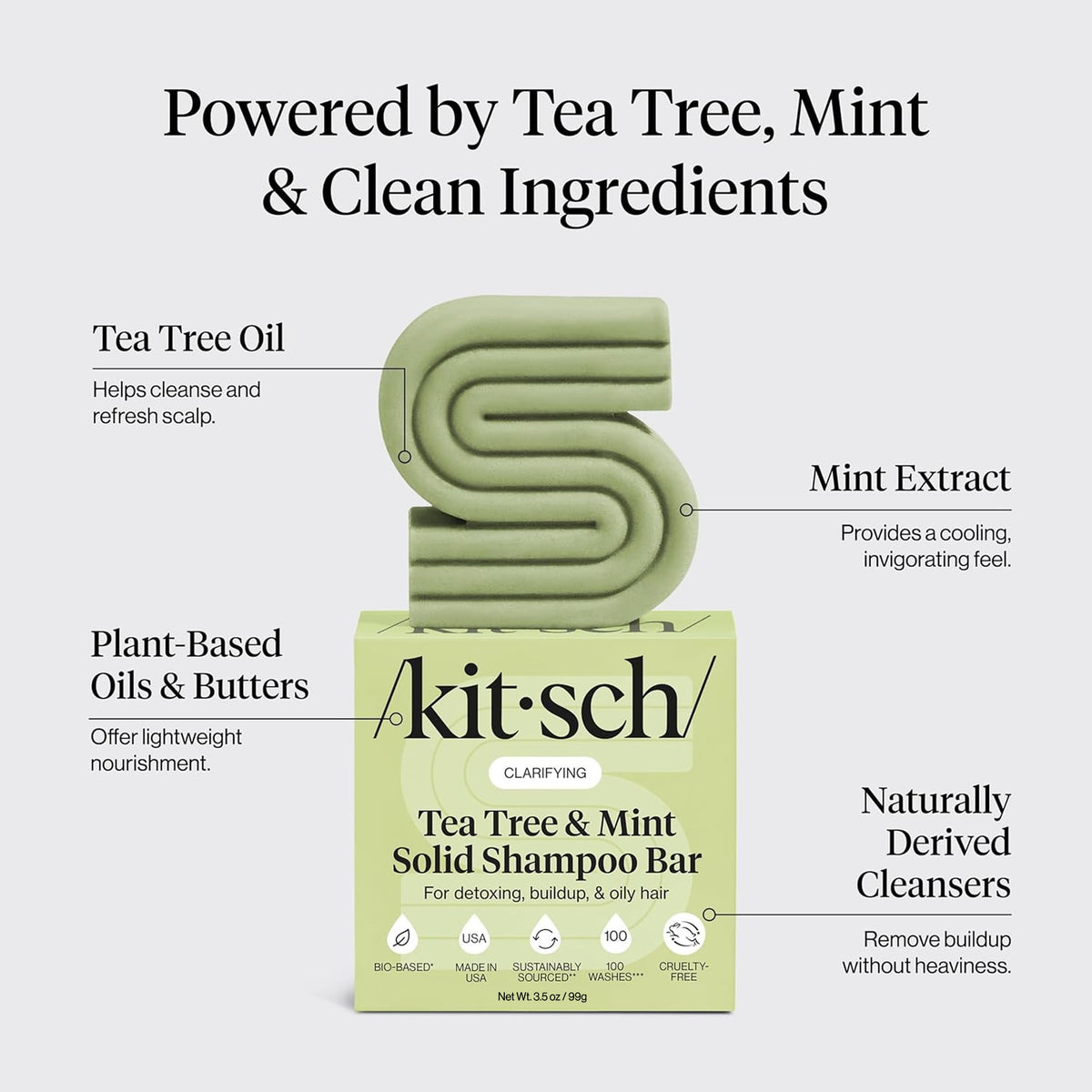 Kitsch Clarifying Tea Tree & Mint Shampoo Bar close-up