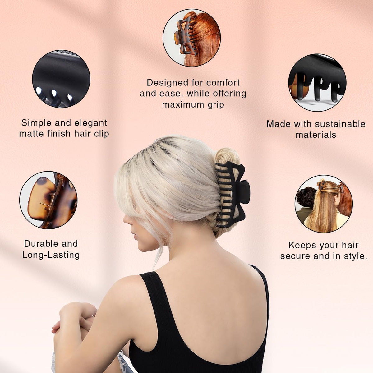 Kitsch Claw Clip holding thick hair in a stylish updo