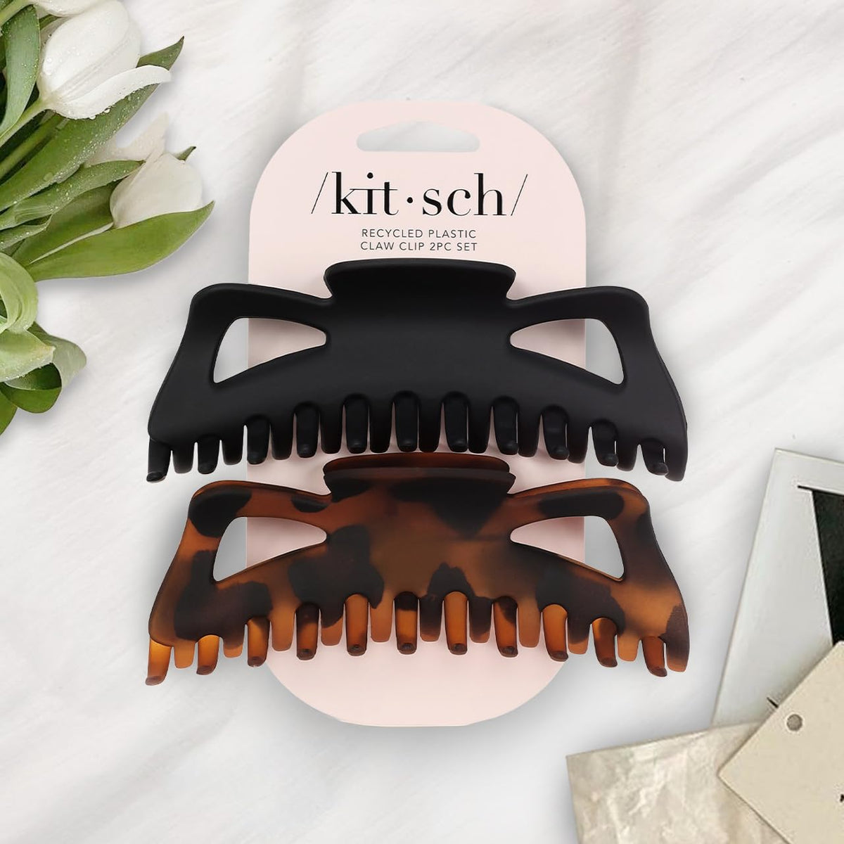 Kitsch Claw Clips in a travel bag for convenience