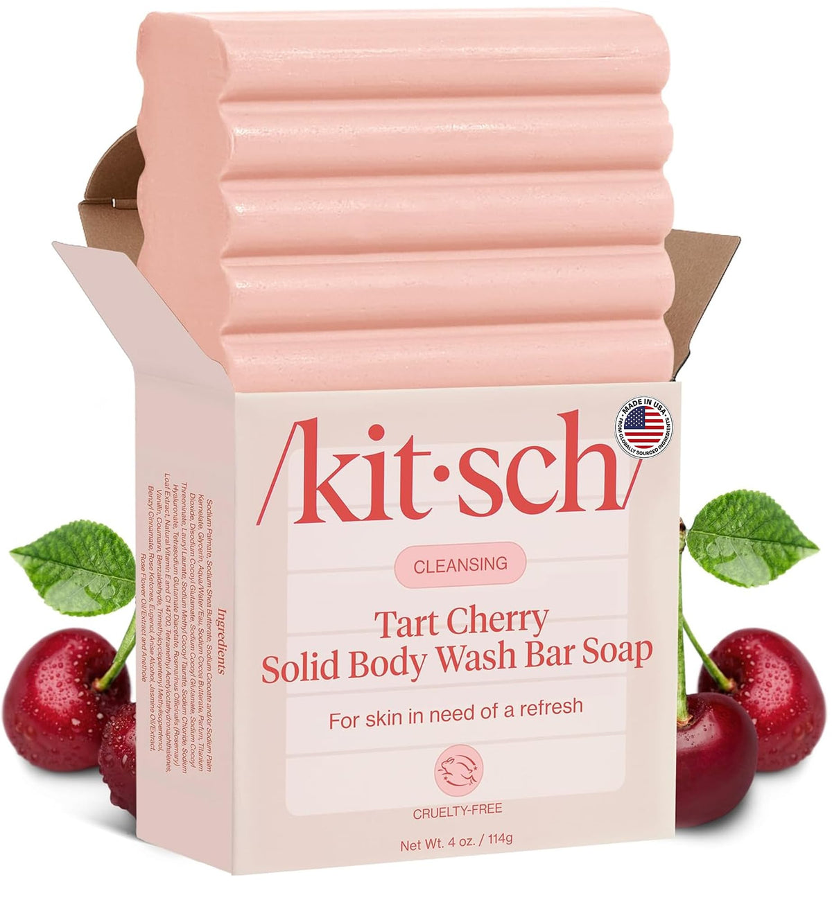 Kitsch Cleansing Tart Cherry Body Wash Bar Soap front view