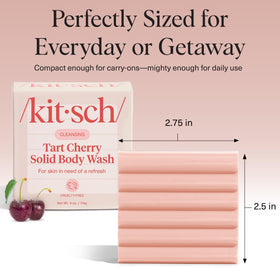 Kitsch Cleansing Tart Cherry Body Wash Bar Soap in a shower setting