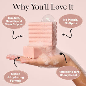 Kitsch Cleansing Tart Cherry Body Wash Bar Soap with raspberry and rose petals