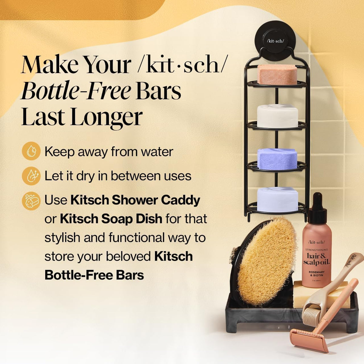 Kitsch Coconut Oil Shampoo and Conditioner Set on a bathroom counter