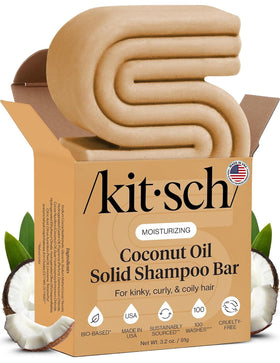 Kitsch Coconut Oil Shampoo Bar front view with packaging