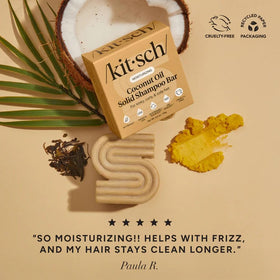 Kitsch Coconut Oil Shampoo Bar with curls after use