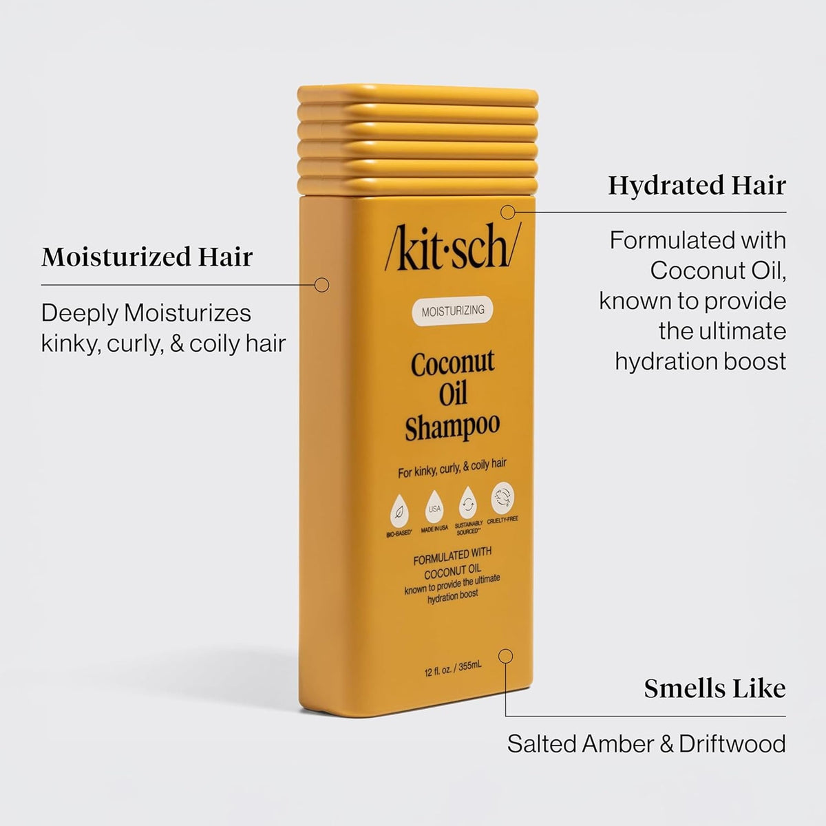Kitsch Coconut Oil Shampoo bottle with coconut oil detail
