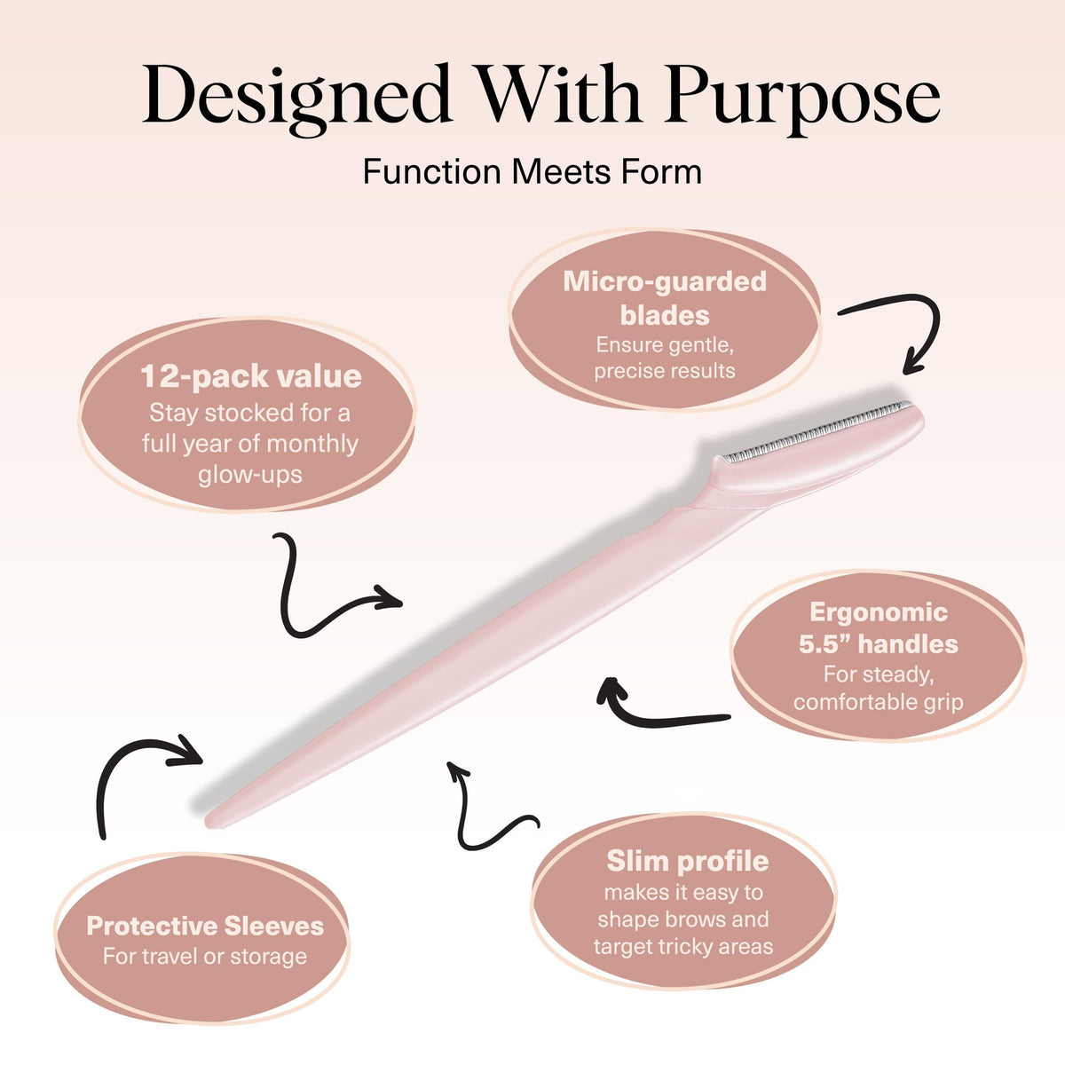 Kitsch Dermaplane Razor for Women, close-up of blade