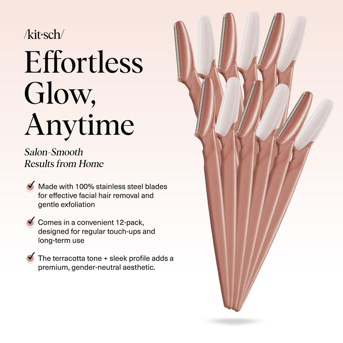 Kitsch Dermaplane Razor packaging, showing 12 pieces