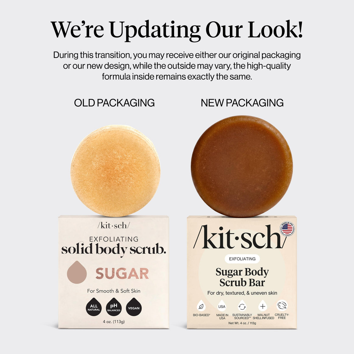 Kitsch Exfoliating Sugar Scrub Body Wash Bar Soap packaging