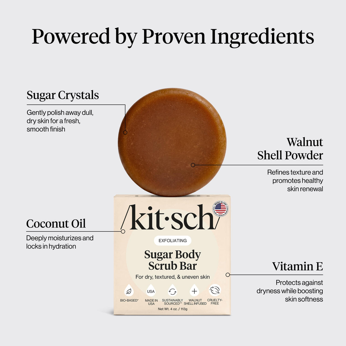 Kitsch Exfoliating Sugar Scrub Body Wash Bar Soap side view