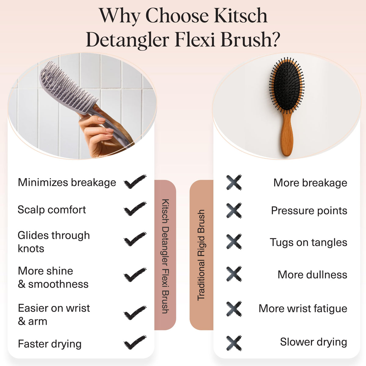 Kitsch Flexi Flow Detangler Brush bristles close-up