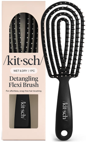 Kitsch Flexi Flow Detangler Brush front view in black