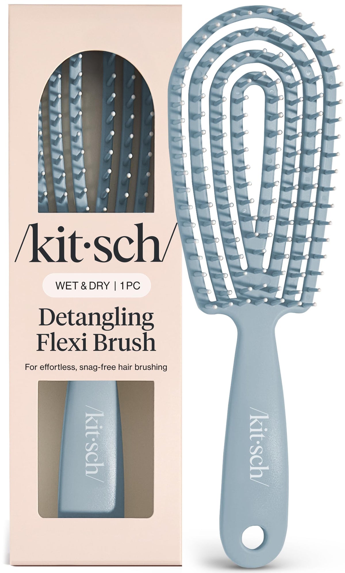 Kitsch Flexi Flow Detangler Brush front view in Haze Blue
