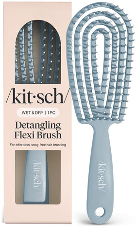 Kitsch Flexi Flow Detangler Brush front view in Haze Blue