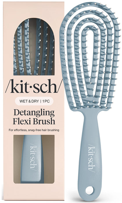 Kitsch Flexi Flow Detangler Brush front view in Haze Blue