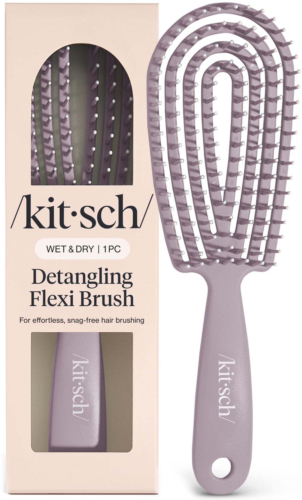 Kitsch Flexi Flow Detangler Brush front view in soft violet