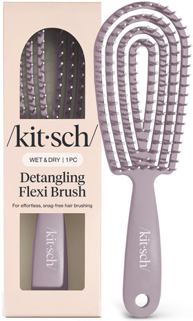 Kitsch Flexi Flow Detangler Brush front view in soft violet