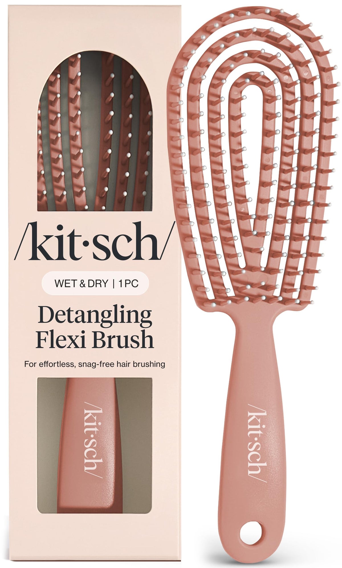 Kitsch Flexi Flow Detangler Brush in Terracotta front view