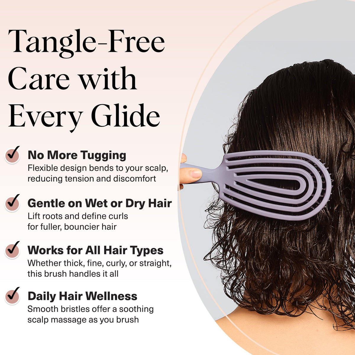 Kitsch Flexi Flow Detangler Brush side view showing flexible frame