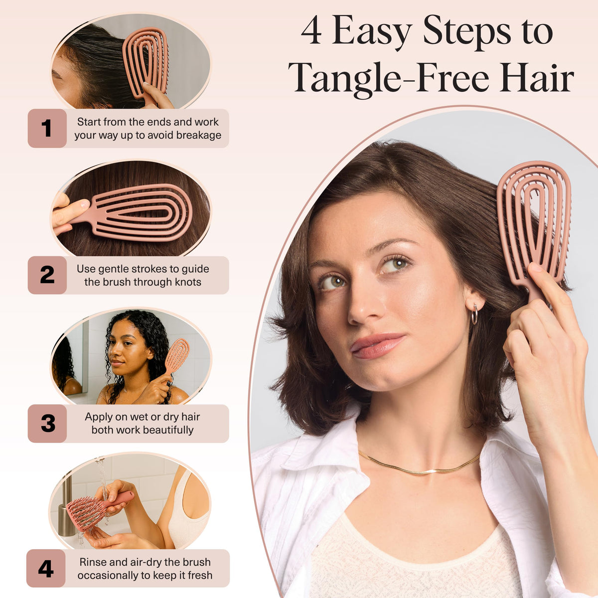 Kitsch Flexi Flow Detangler Brush with hair care products