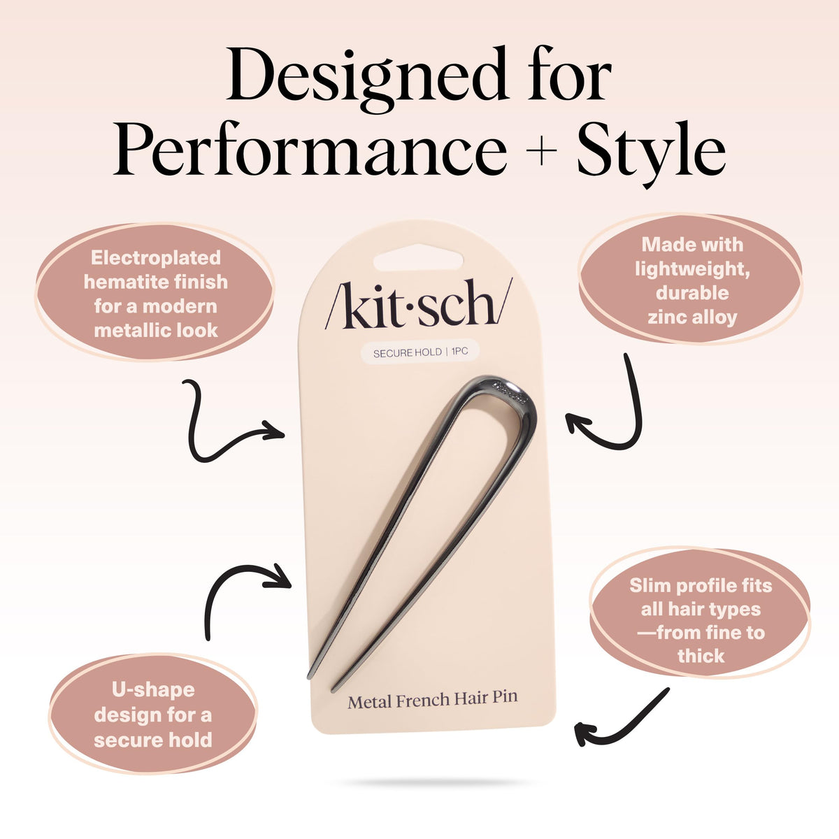 Kitsch French Hair Pin close-up showing detail