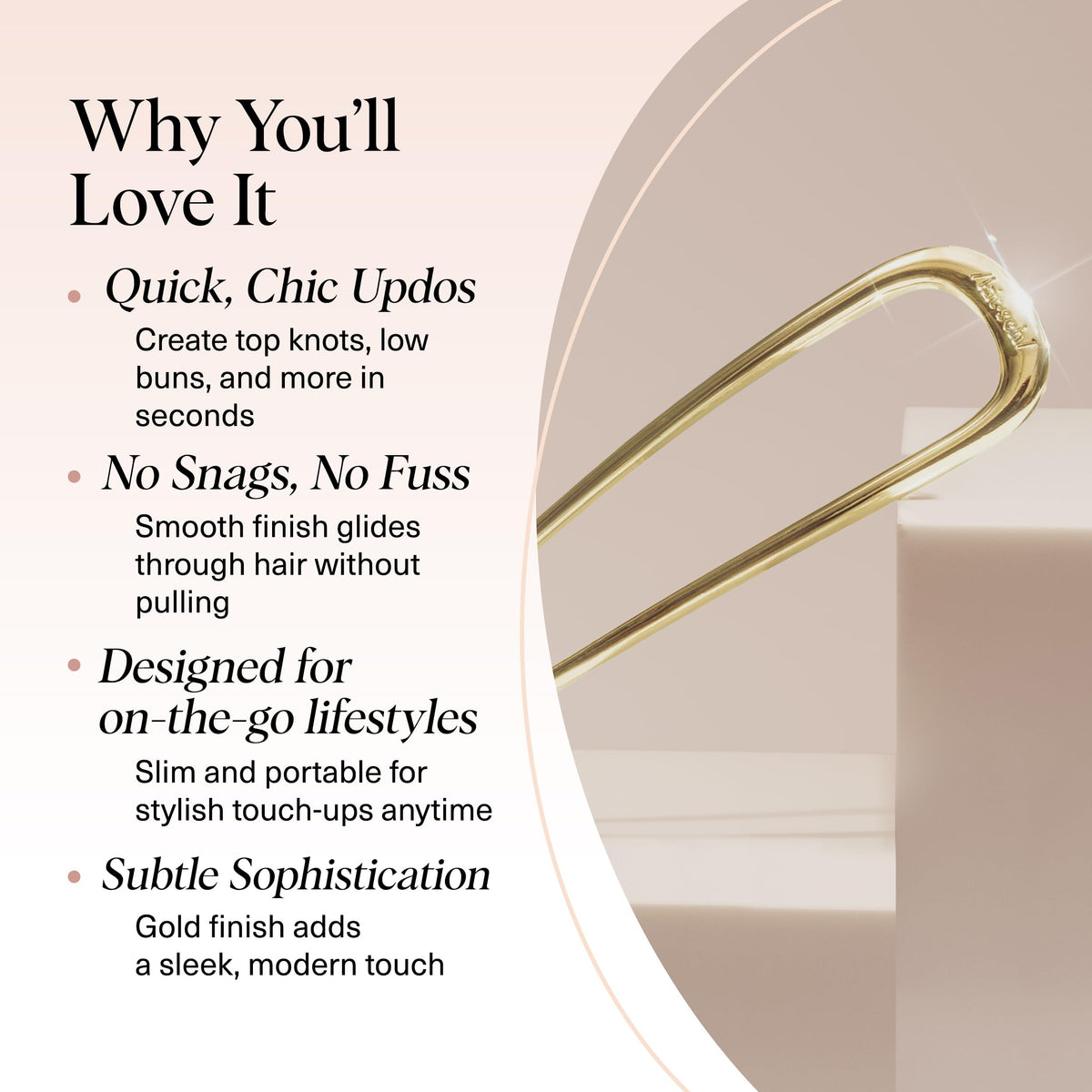 Kitsch French Hair Pin gold held in hand