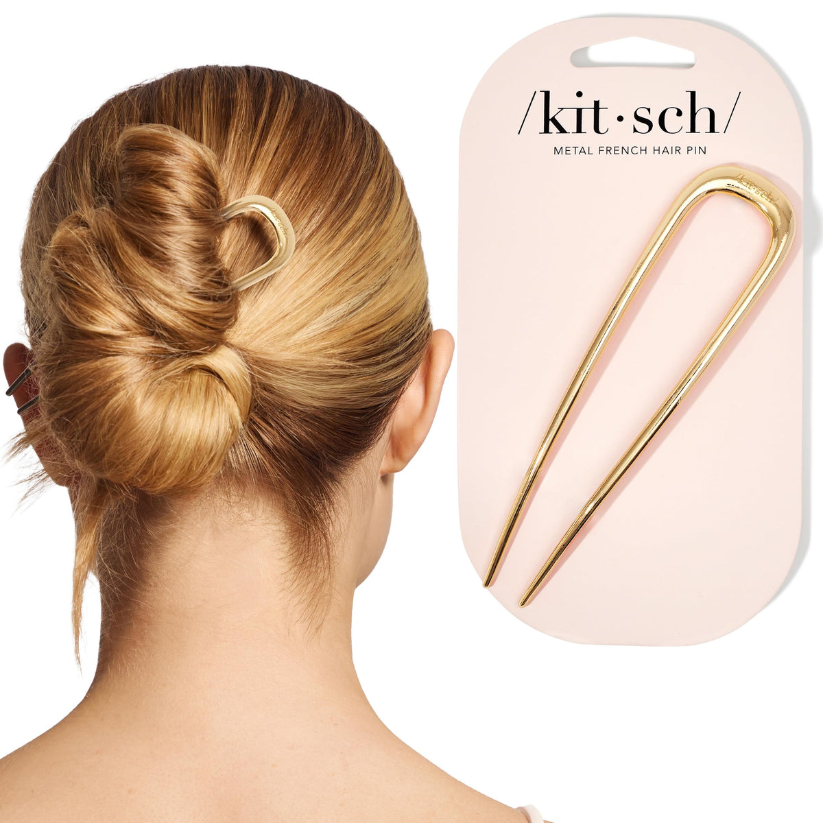 Kitsch French Hair Pin gold model front view