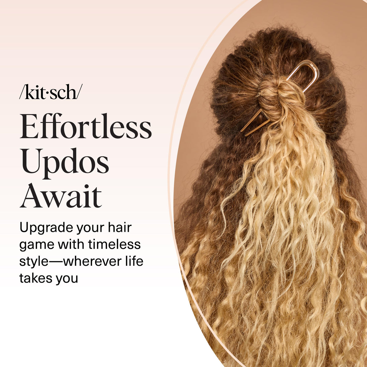 Kitsch French Hair Pin gold styled with hair