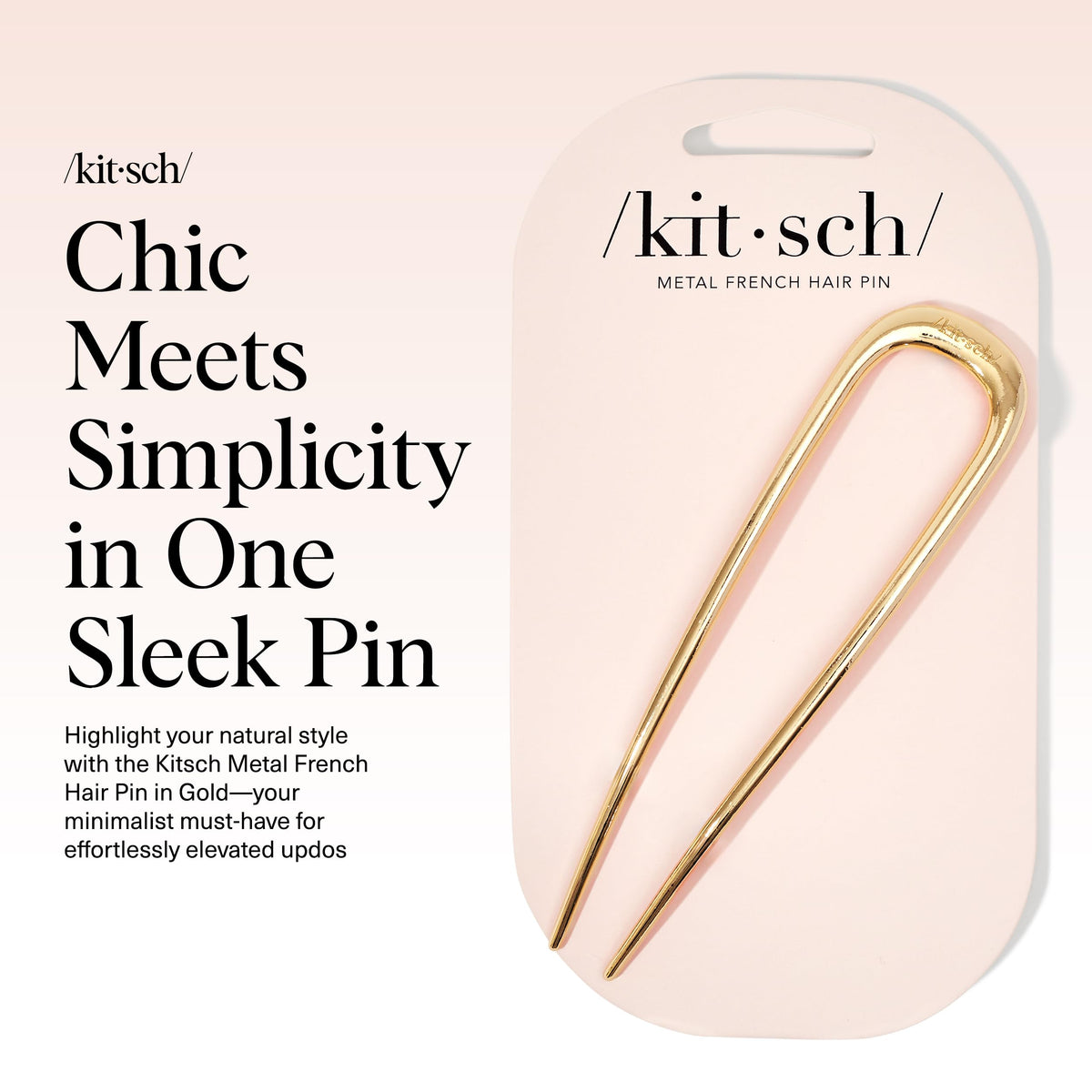 Kitsch French Hair Pin gold with packaging