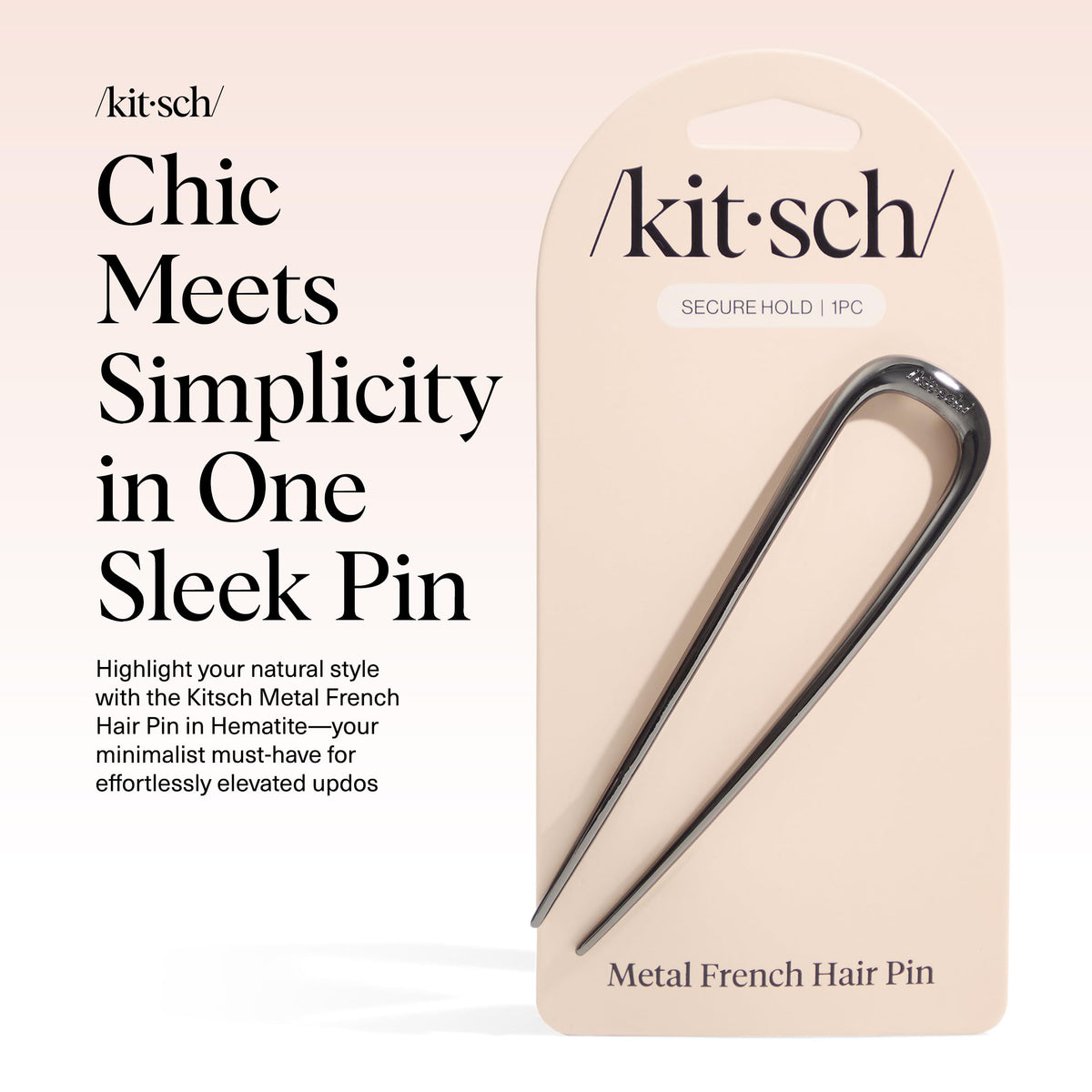 Kitsch French Hair Pin in use with a bun hairstyle