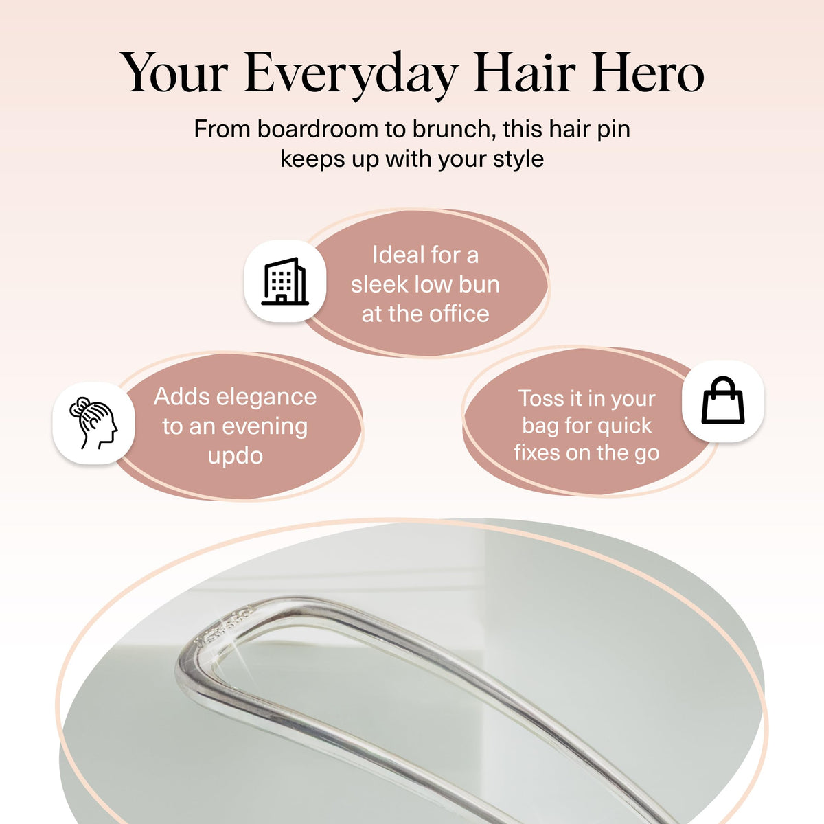 Kitsch French Hair Pin silver on a vanity