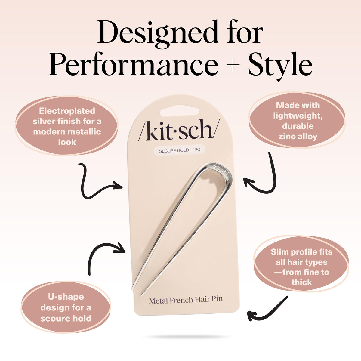 Kitsch French Hair Pin silver packaging