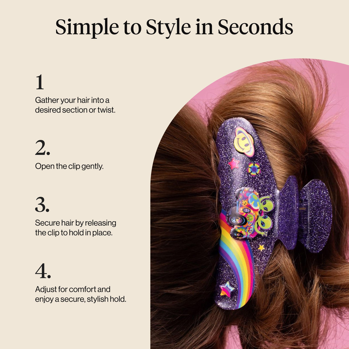 Kitsch Glitter Hair Clip showing its grip and structure
