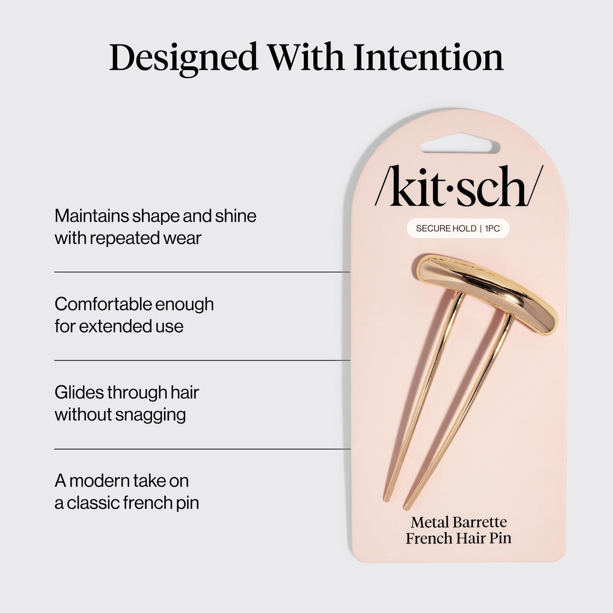 Kitsch Gold French Hair Pin close-up showing design
