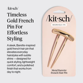 Kitsch Gold French Hair Pin styled in a bun