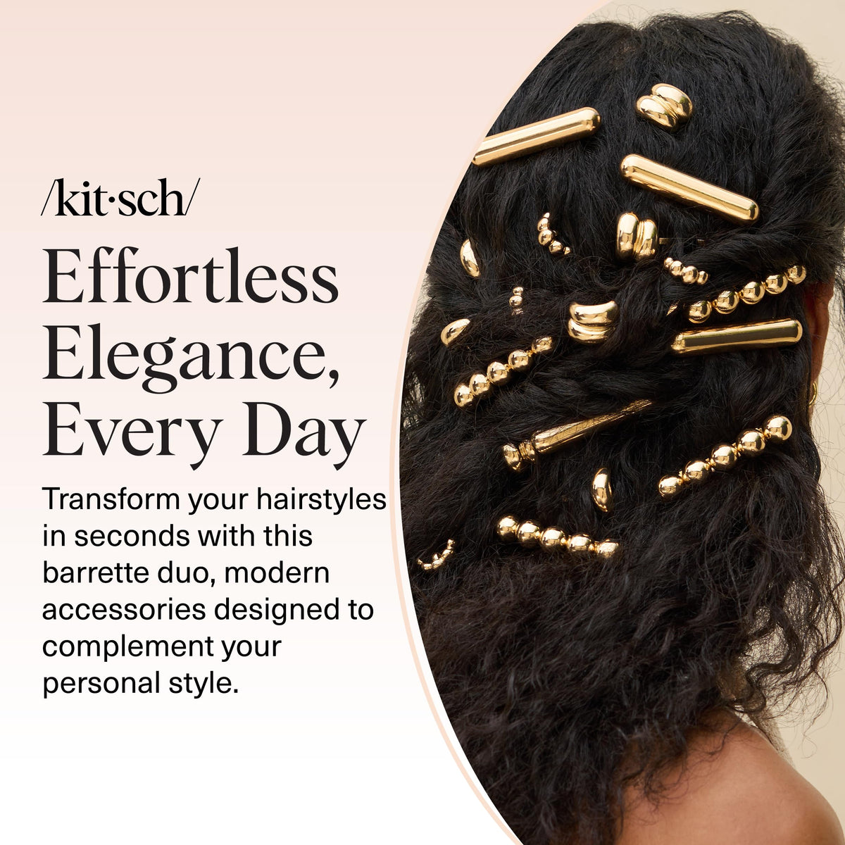 Kitsch Gold Hair Barrettes in a festive hairstyle