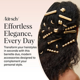 Kitsch Gold Hair Barrettes in a festive hairstyle