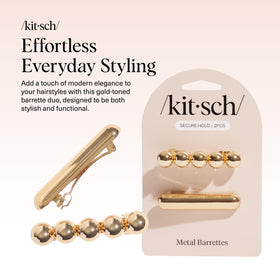 Kitsch Gold Hair Barrettes side view showcasing secure clasp