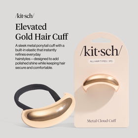 Kitsch Gold Hair Cuff styled on a ponytail