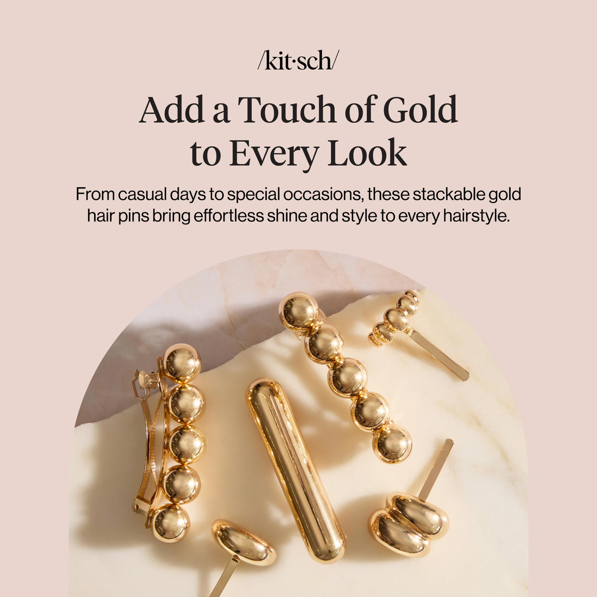 Kitsch Gold Hair Pins in a gift box