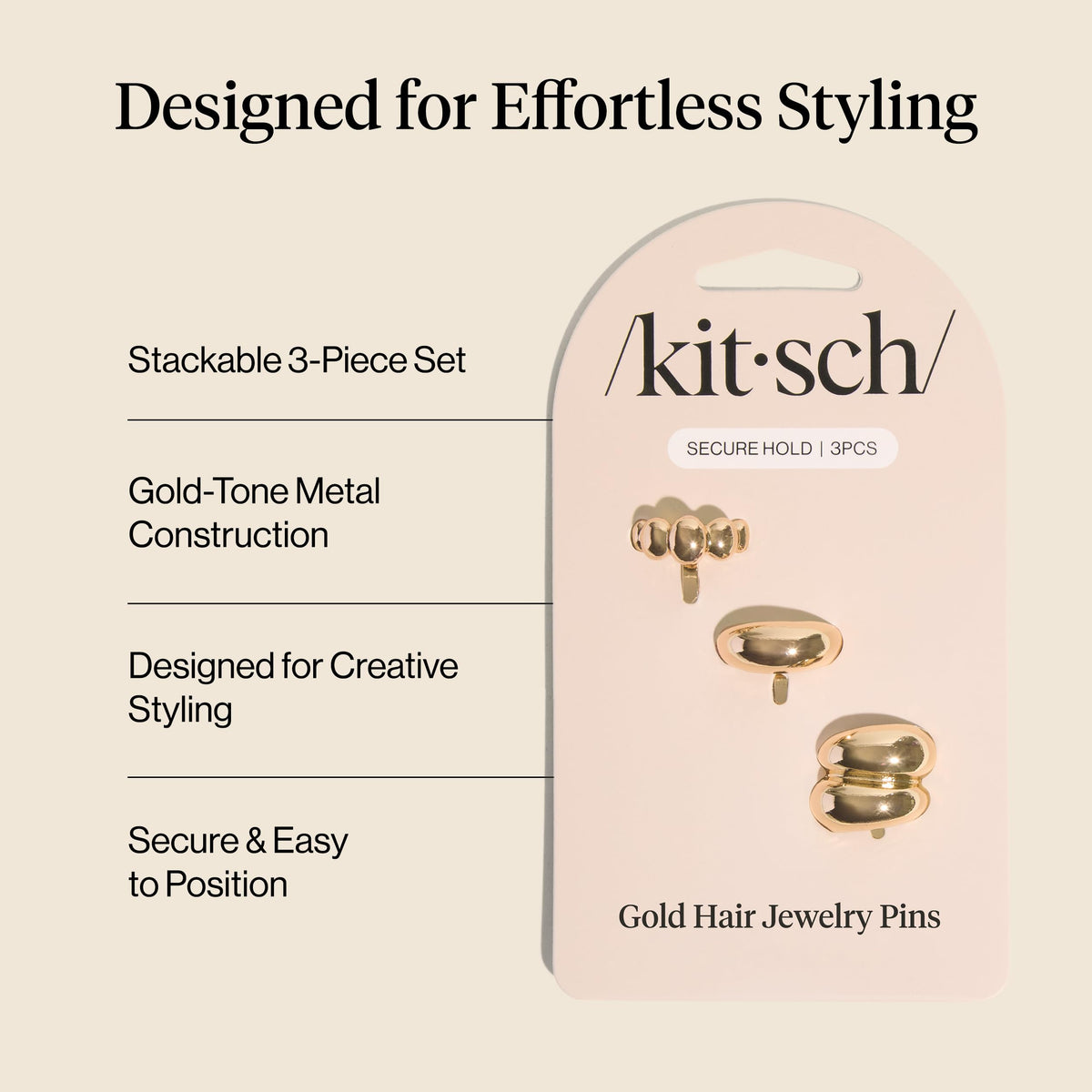 Kitsch Gold Hair Pins styled in a bun