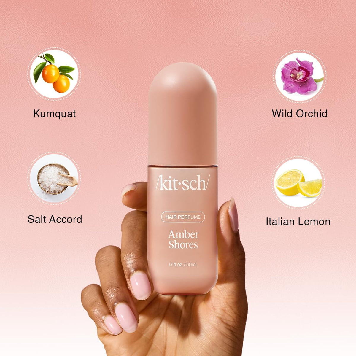 Kitsch Hair Perfume Amber Shores 50mL in a travel bag