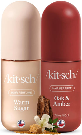 Kitsch Hair Perfume Holiday Set with Warm Sugar and Oak Amber bottles