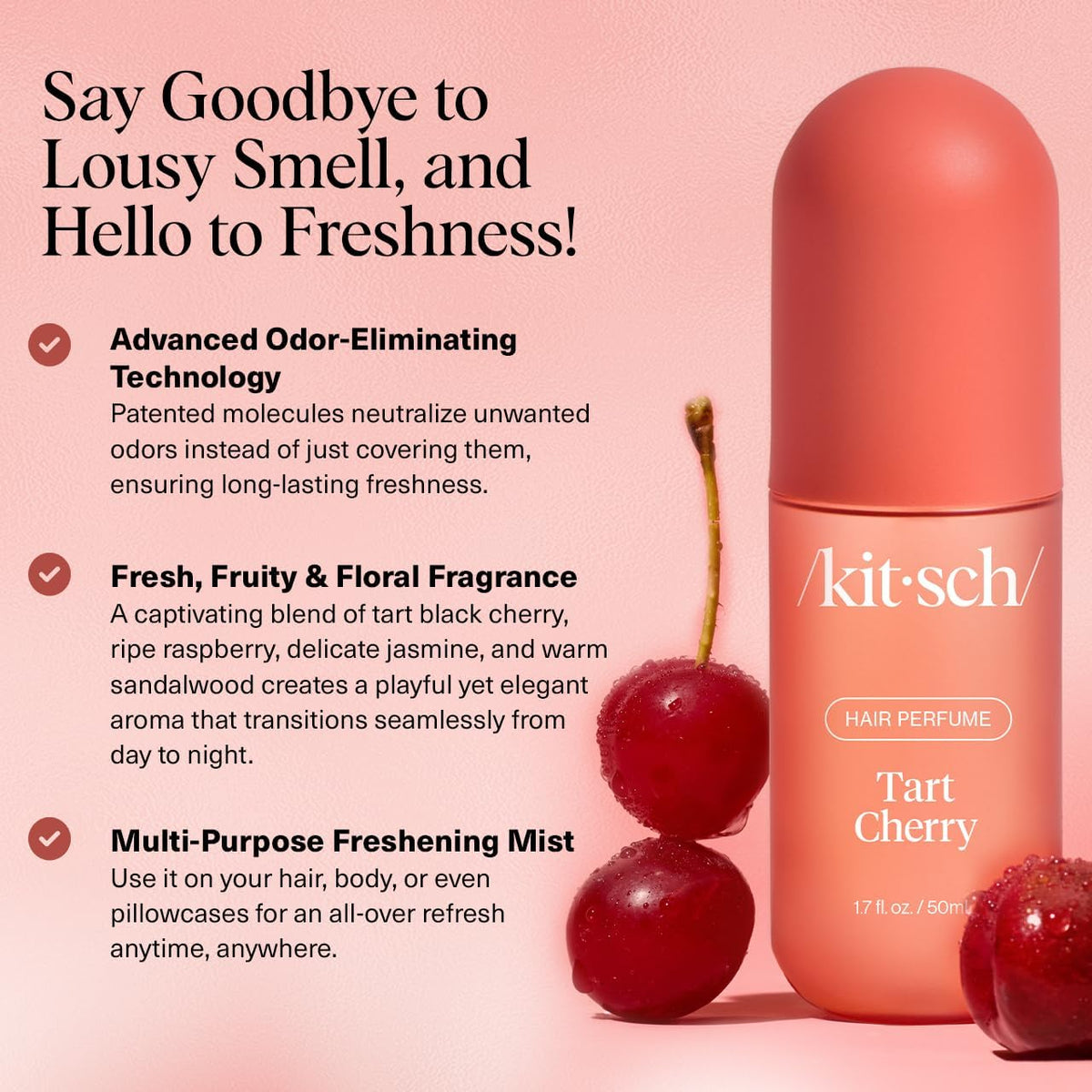 Kitsch Hair Perfume Tart Cherry bottle side view