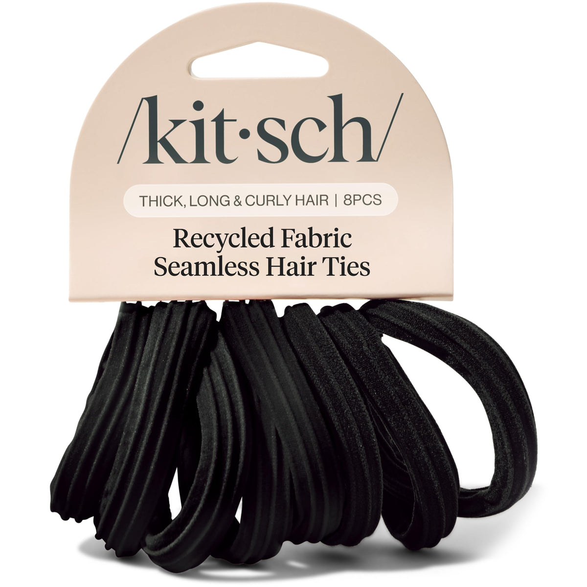 Kitsch Hair Ties 8pcs black hair bands front view