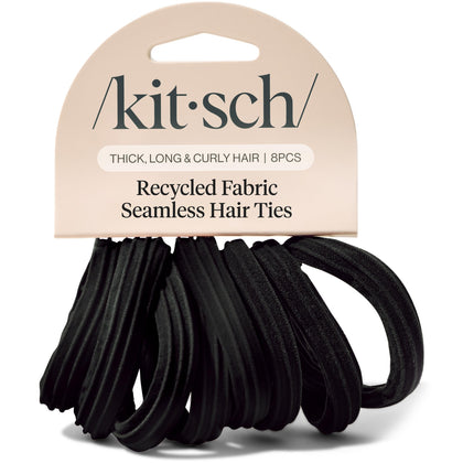 Kitsch Hair Ties 8pcs black hair bands front view